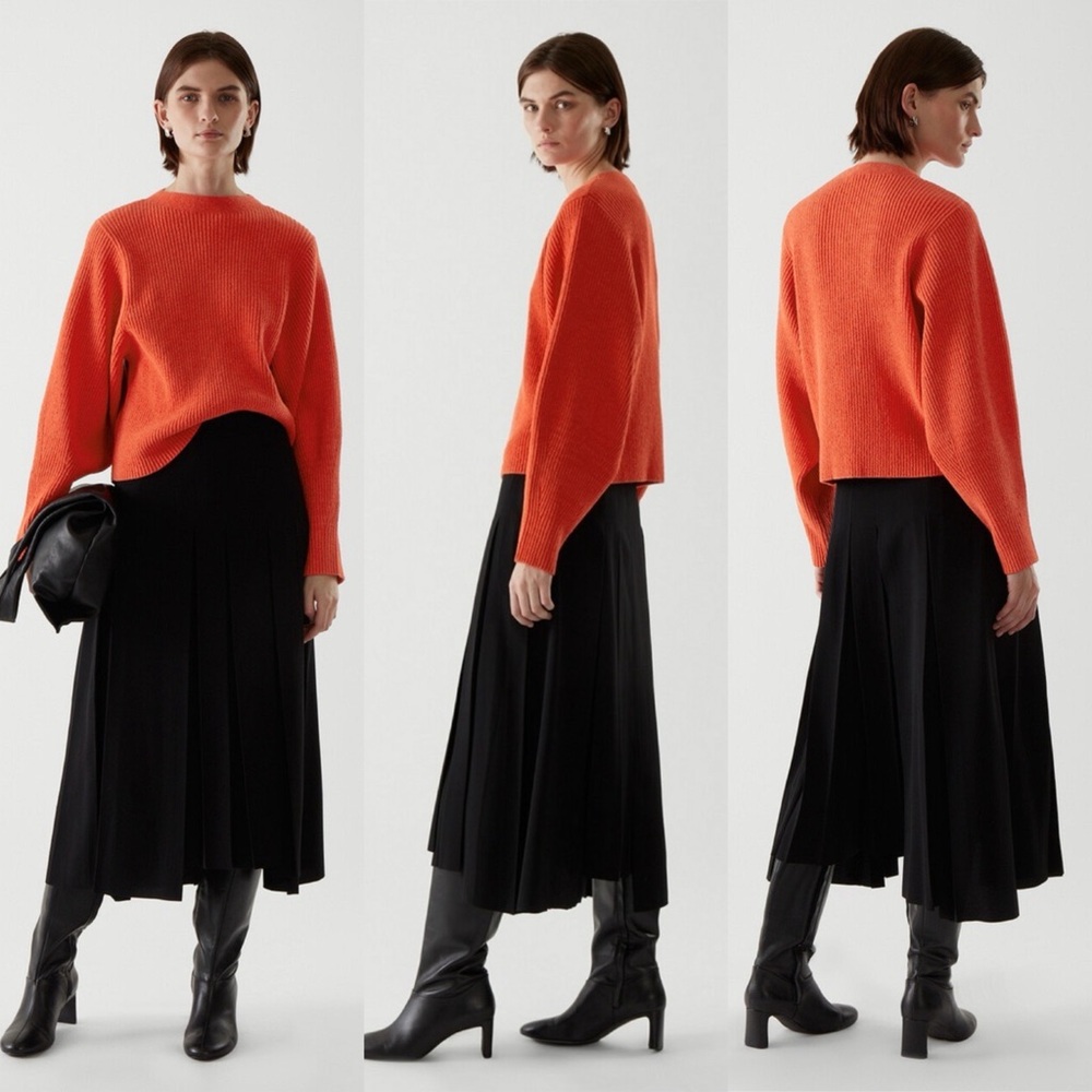 COS Orange Ribbed Knit Sweater – Soft Cotton Blend, XS - Picture 2 of 8
